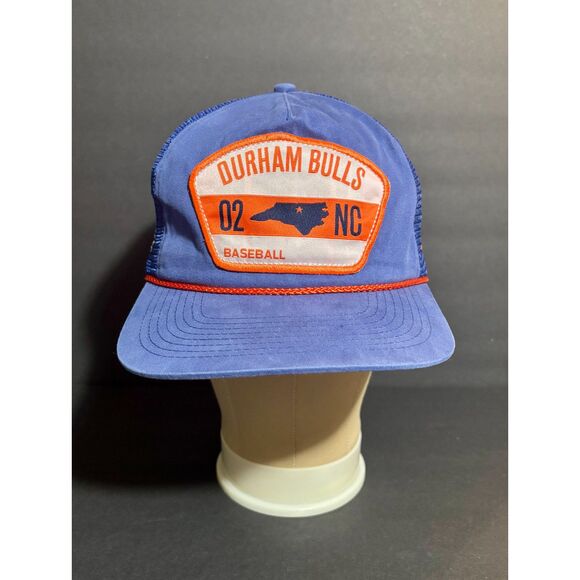 Durham Bulls Trucker Hat Mesh Snapback Cap MiLB Baseball Rope Brim Blue Orange - Picture 1 of 6